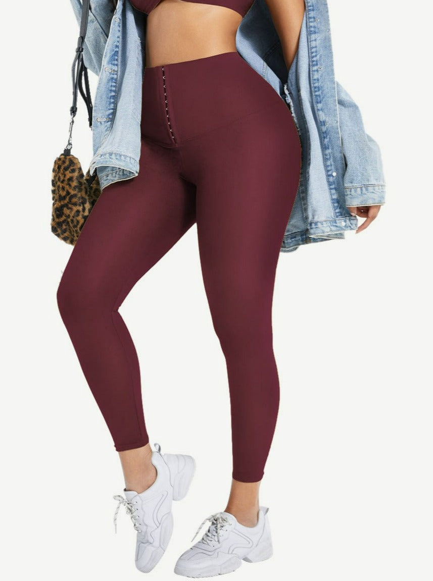 High Waist Waist Trainer Leggings with Tummy Control and Adjustable Closure - FirmaActive