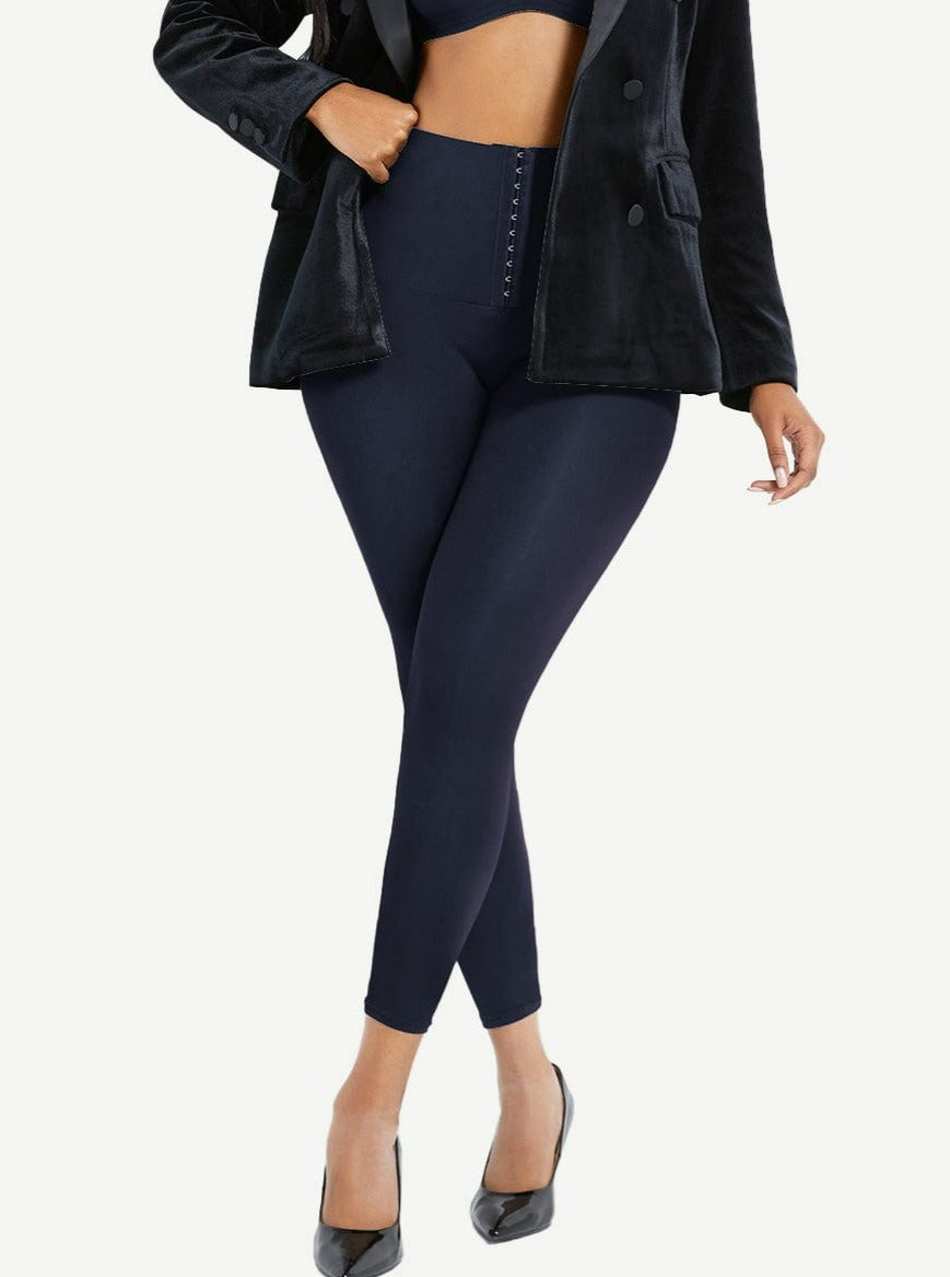 High Waist Waist Trainer Leggings with Tummy Control and Adjustable Closure - FirmaActive