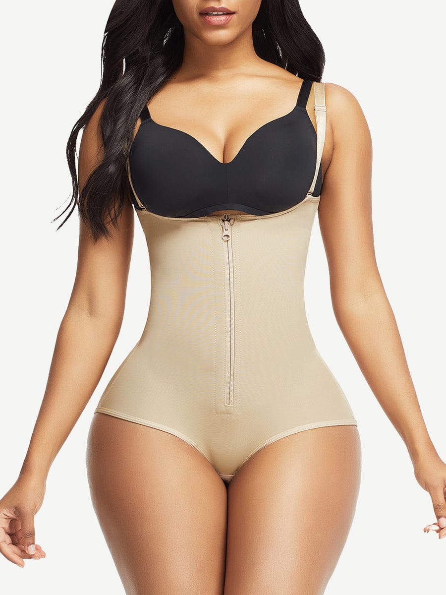 Black High Waist Postsurgical Body Shaper with Crotch Hooks - FirmaControl