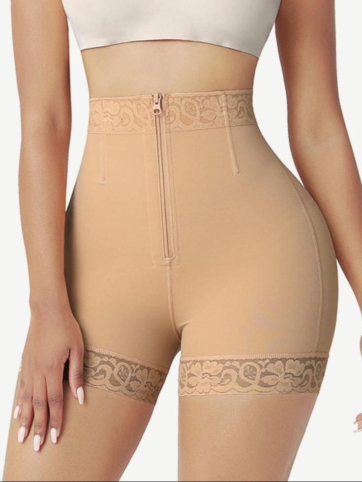 Front Zipper Butt Lifter Shorts High Waist Curve-Creating - FirmaLift