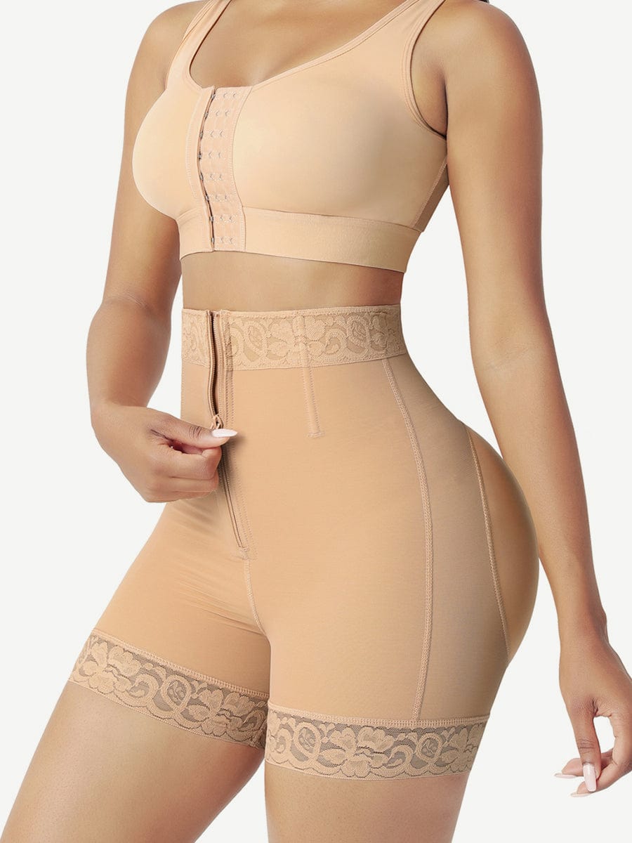 Front Zipper Butt Lifter Shorts High Waist Curve-Creating - FirmaLift