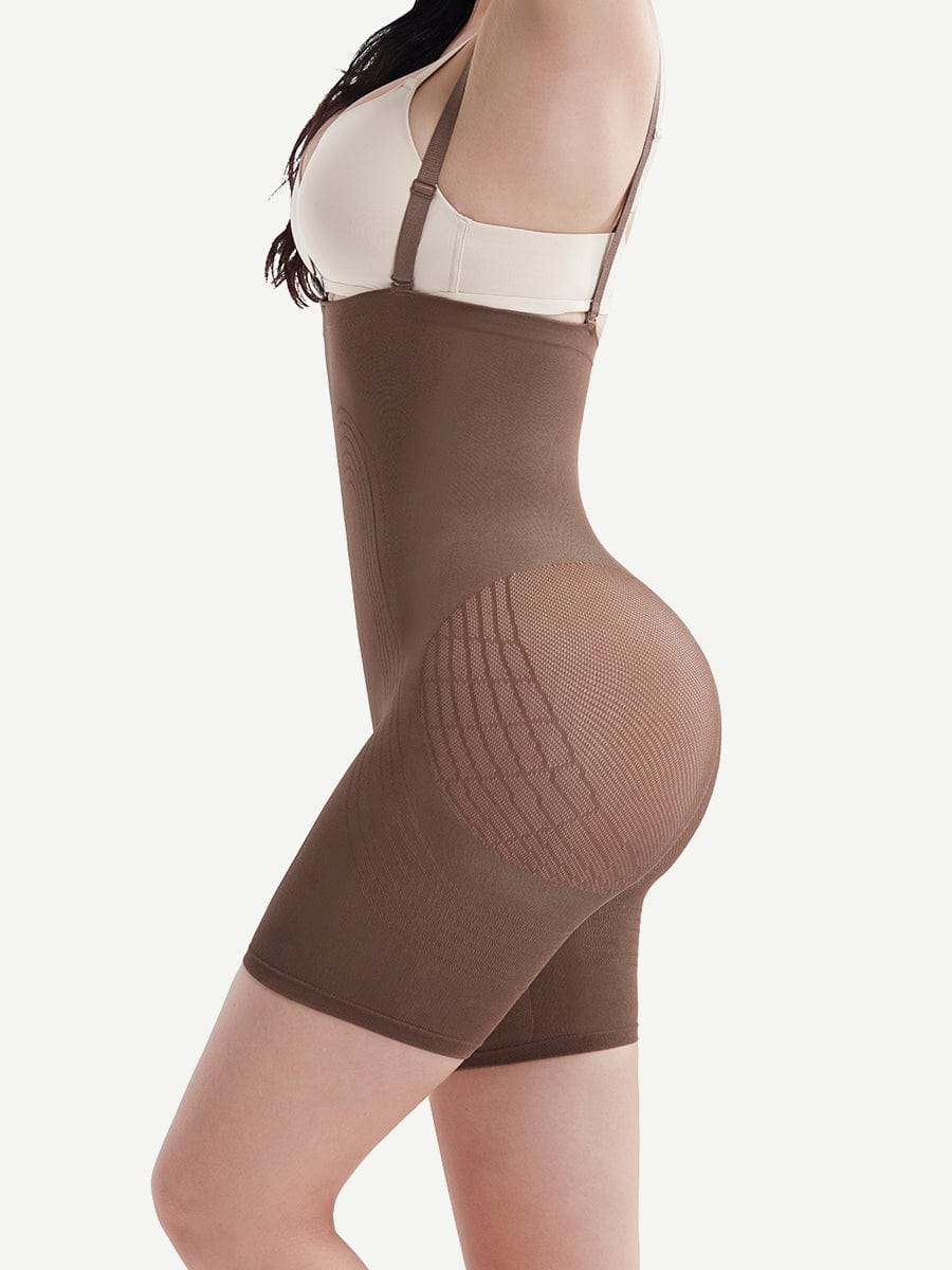 High Waisted Black Seamless Shapewear with Bra Clips for Firm Support - FirmaHold