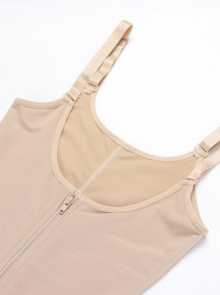 Adjustable Strap 3-Layer Abdomen Full Body Shaper with Crotch Zipper - FirmaControl