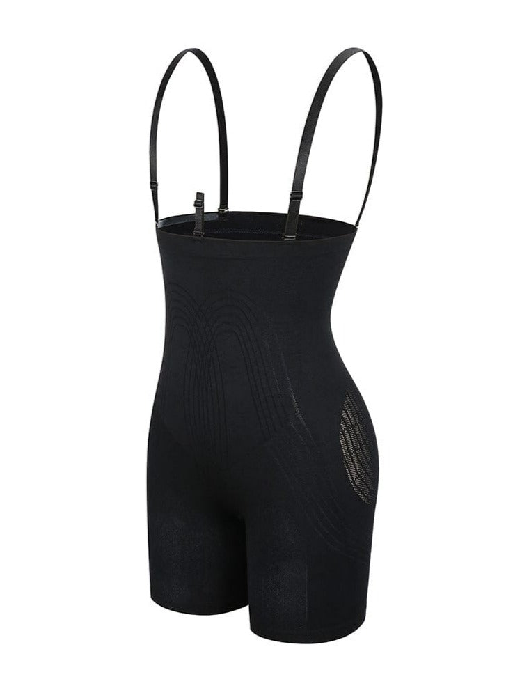High Waisted Black Seamless Shapewear with Bra Clips for Firm Support - FirmaHold