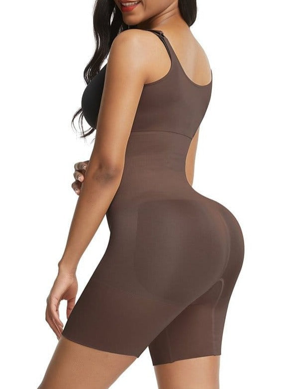 Seamless Black Full Body Shaper with Adjustable Straps - FirmaActive