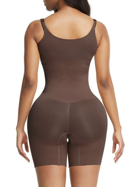 Seamless Black Full Body Shaper with Adjustable Straps - FirmaActive