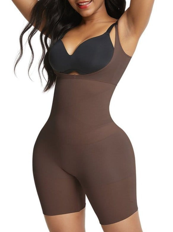 Seamless Black Full Body Shaper with Adjustable Straps - FirmaActive