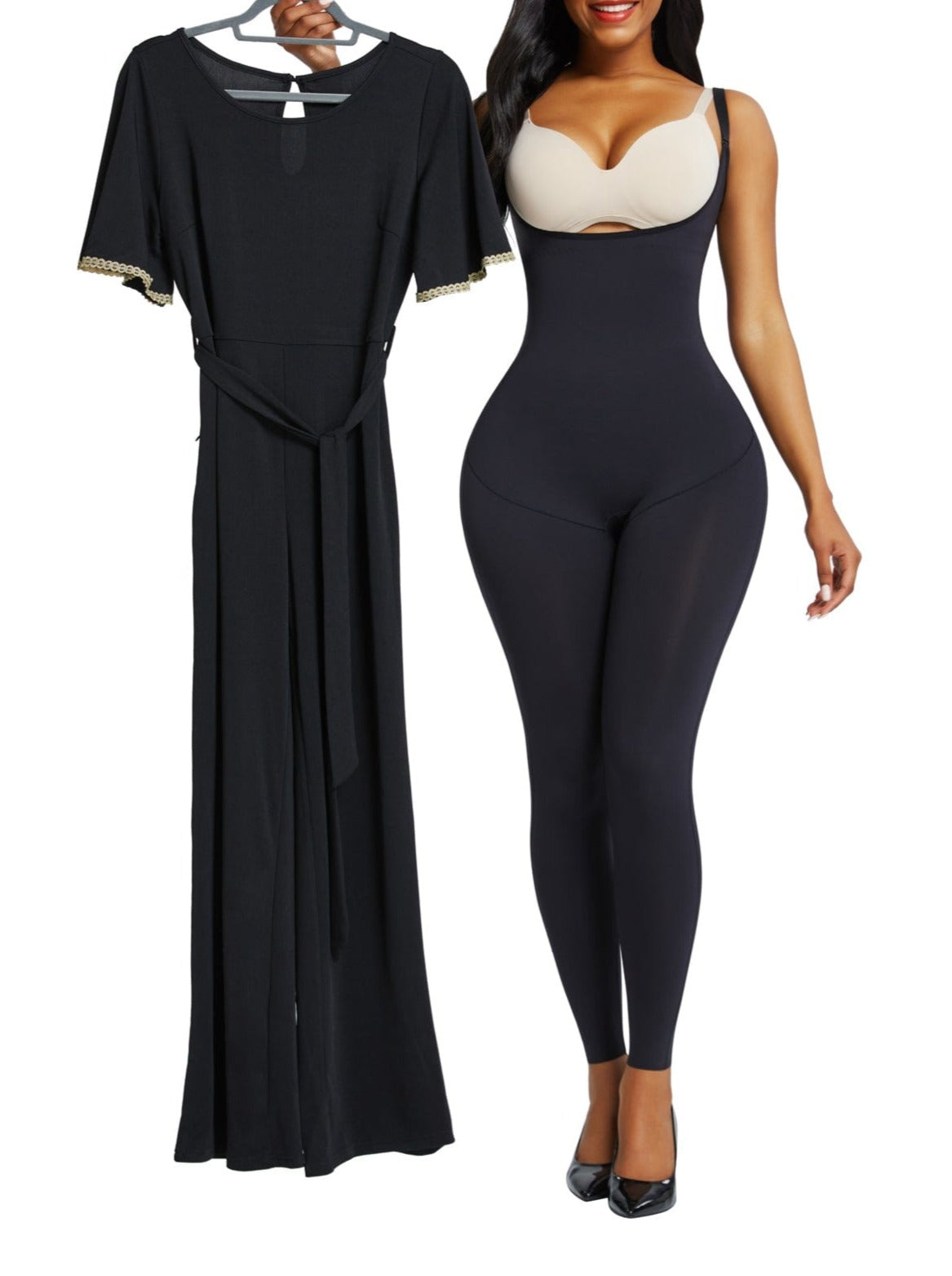 Adjustable Straps Seamless Full Body Shaper Open Bust Hourglass Figure - FirmaSculpt