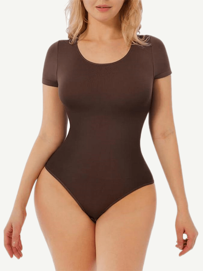 Short-Sleeve Seamless Tummy Control Bodysuit - FirmaSculpt