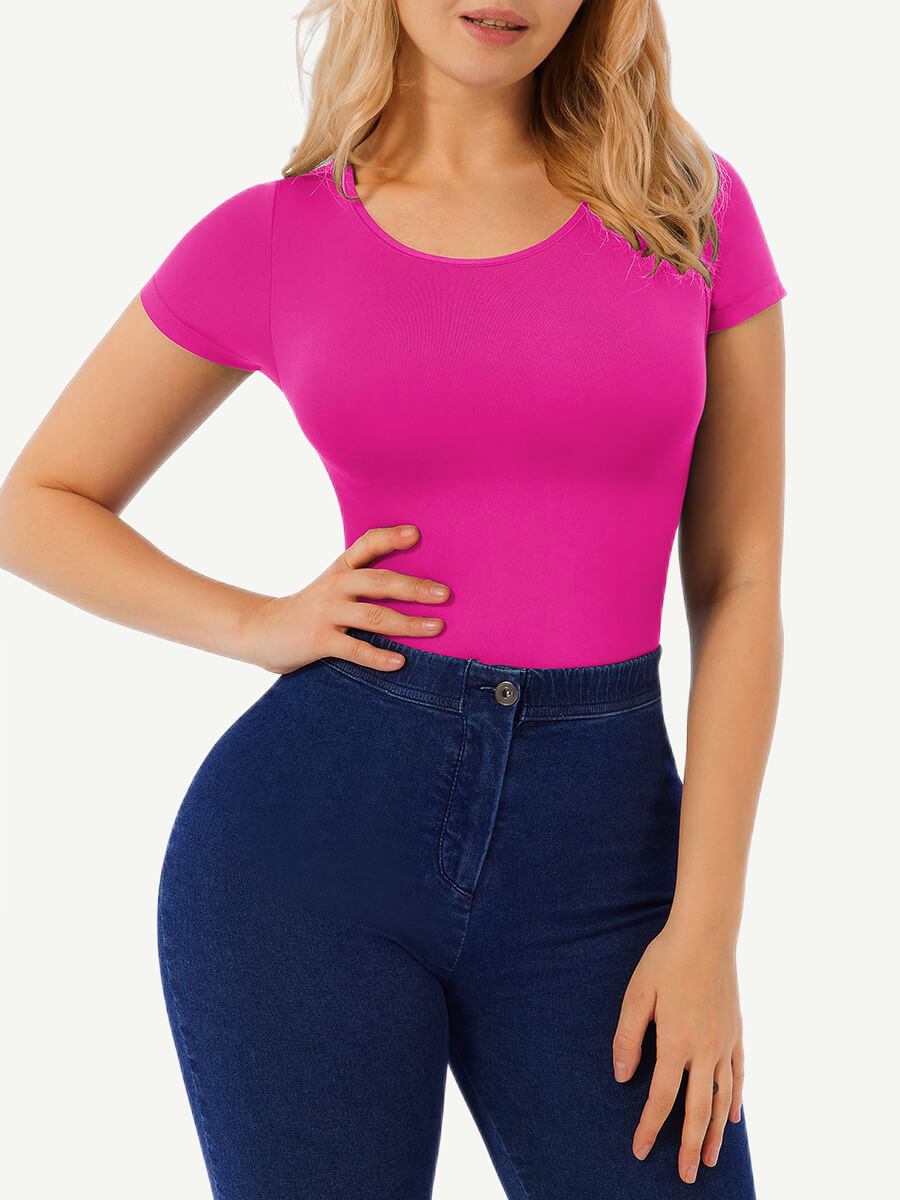 Short-Sleeve Seamless Tummy Control Bodysuit - FirmaSculpt