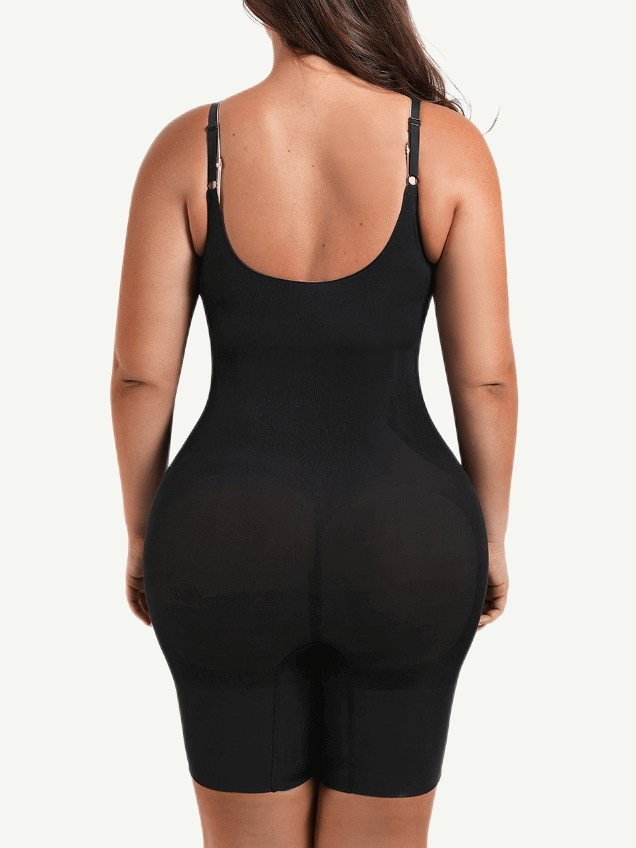 Seamless Open-Bust Abdomen Flattening Mid-Thigh Bodysuit - FirmaSculpt