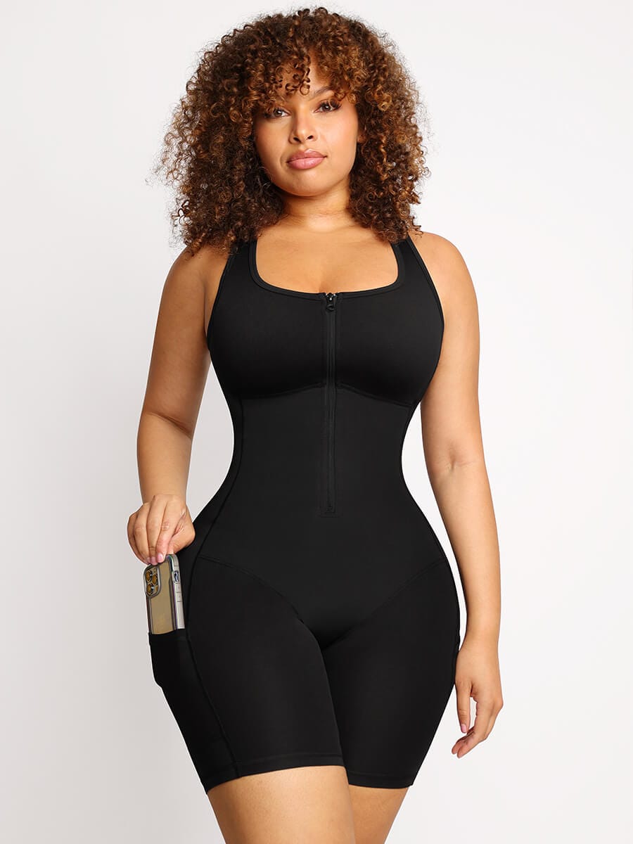 Stretch Athletic Shaping Jumpsuit with Pockets - FirmaActive