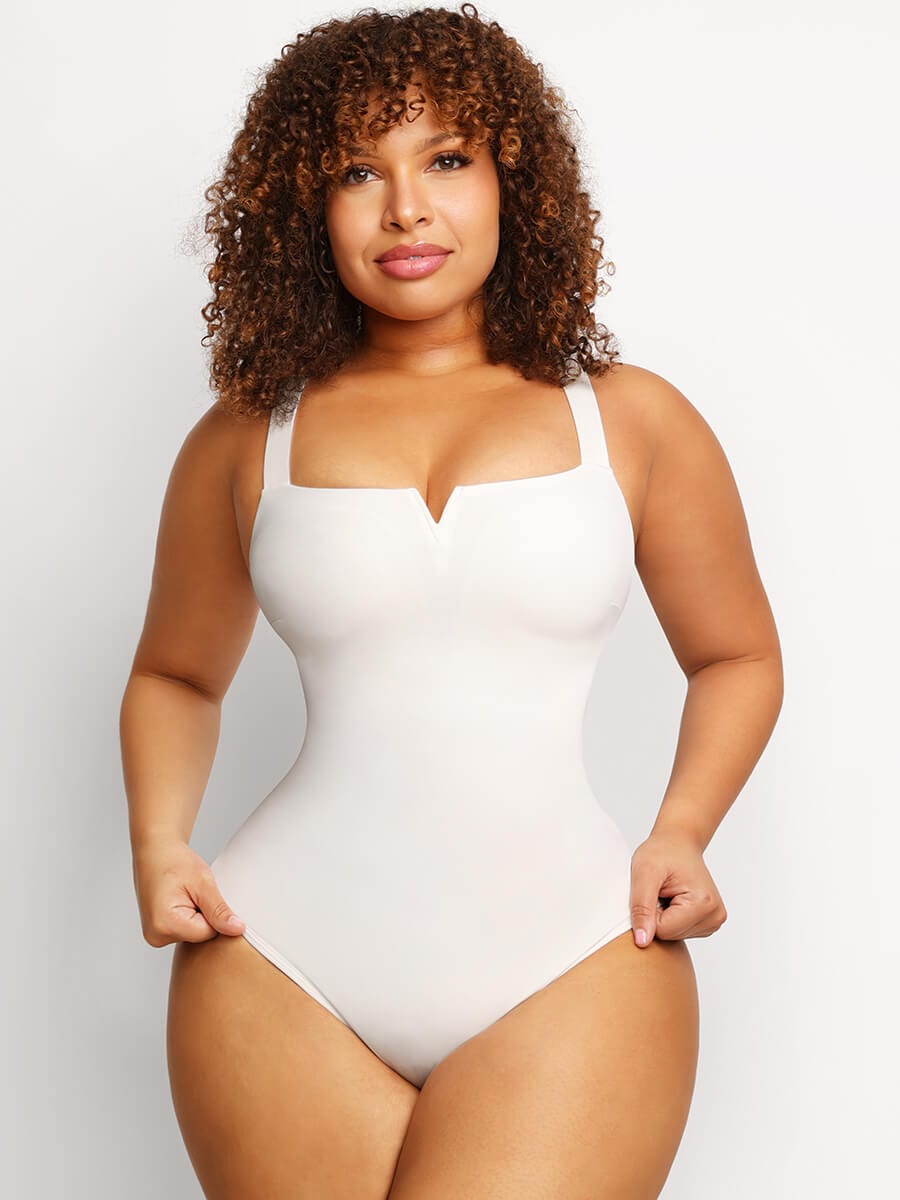 Square Collar Elastic Sexy Shaping Bodysuit - FirmaFlex