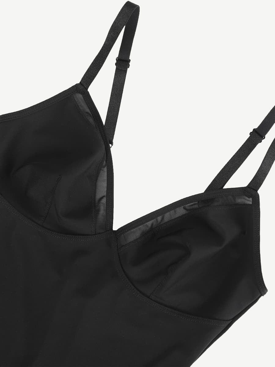 Sexy Deep V-Neck Mesh Bodysuit with Tummy Control - FirmaSculpt