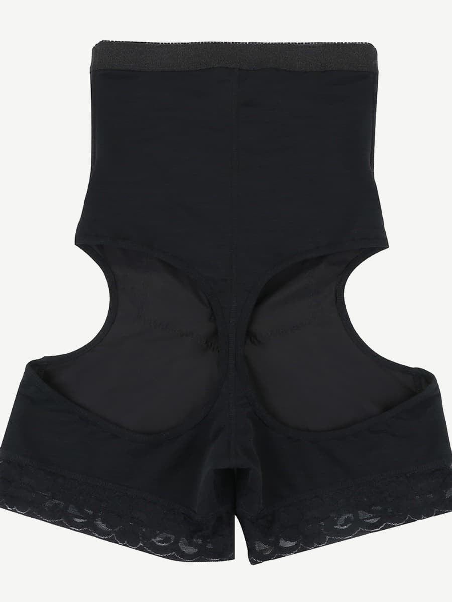 High Waist Open Butt Shapewear Shorts with Front Hooks - FirmaLift
