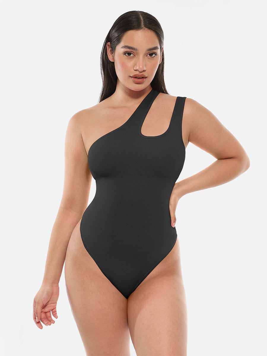 One-Shoulder Cut-Out Tummy Control Bodysuit - FirmaSculpt