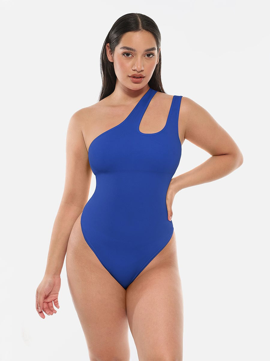 One-Shoulder Cut-Out Tummy Control Bodysuit - FirmaSculpt