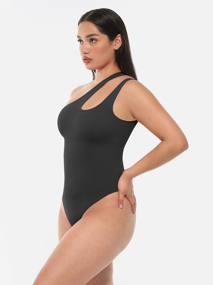 One-Shoulder Cut-Out Tummy Control Bodysuit - FirmaSculpt