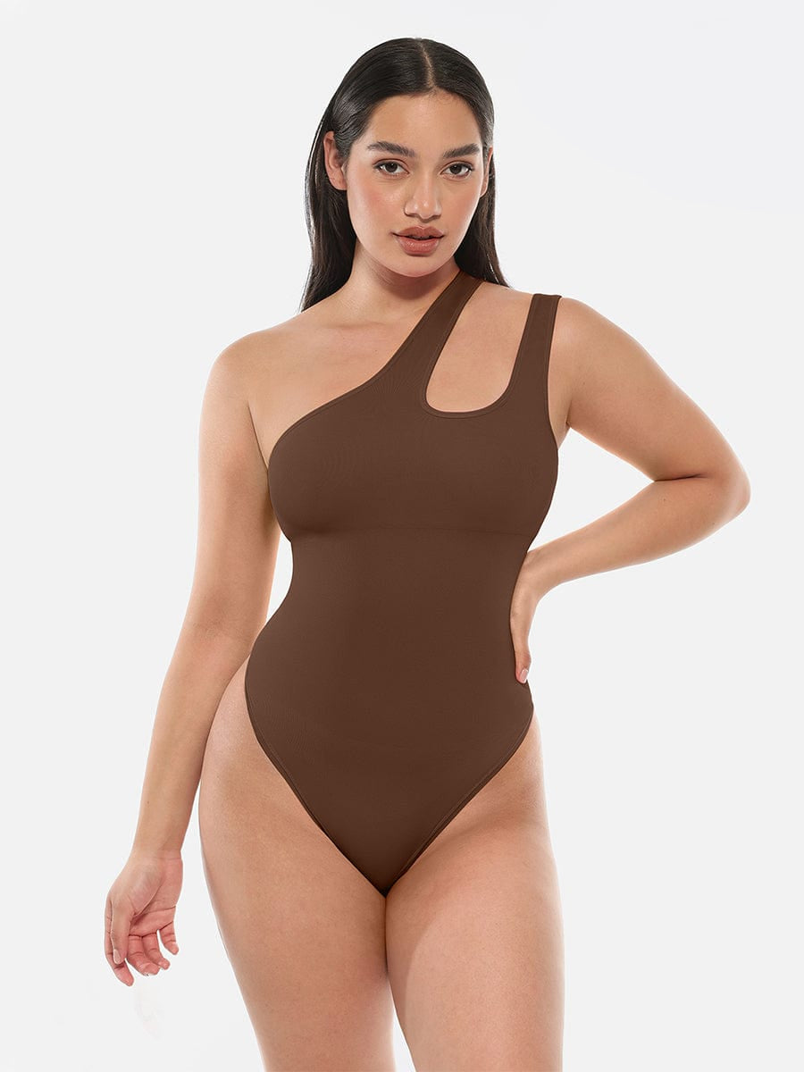 One-Shoulder Cut-Out Tummy Control Bodysuit - FirmaSculpt