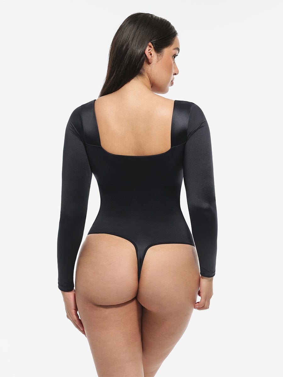 Retro Square Neck Built-In Corset Tummy Control Bodysuit - FirmaSculpt