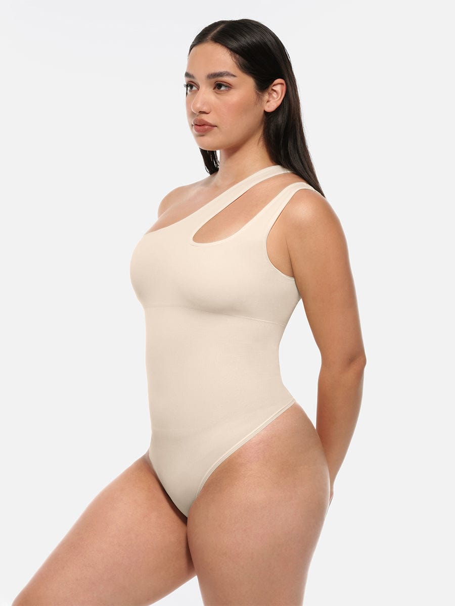 One-Shoulder Cut-Out Tummy Control Bodysuit - FirmaSculpt