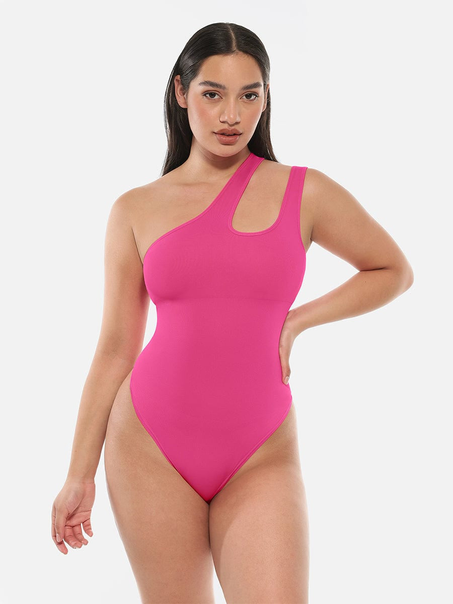 One-Shoulder Cut-Out Tummy Control Bodysuit - FirmaSculpt