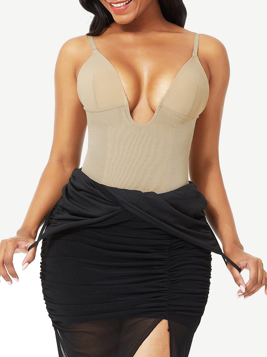Plunge Low-Back Thong Shapewear Bodysuit with Tummy Control - FirmaLift