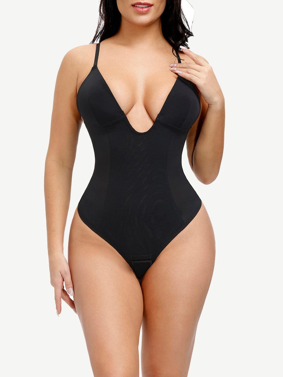 Plunge Low-Back Thong Shapewear Bodysuit with Tummy Control - FirmaLift