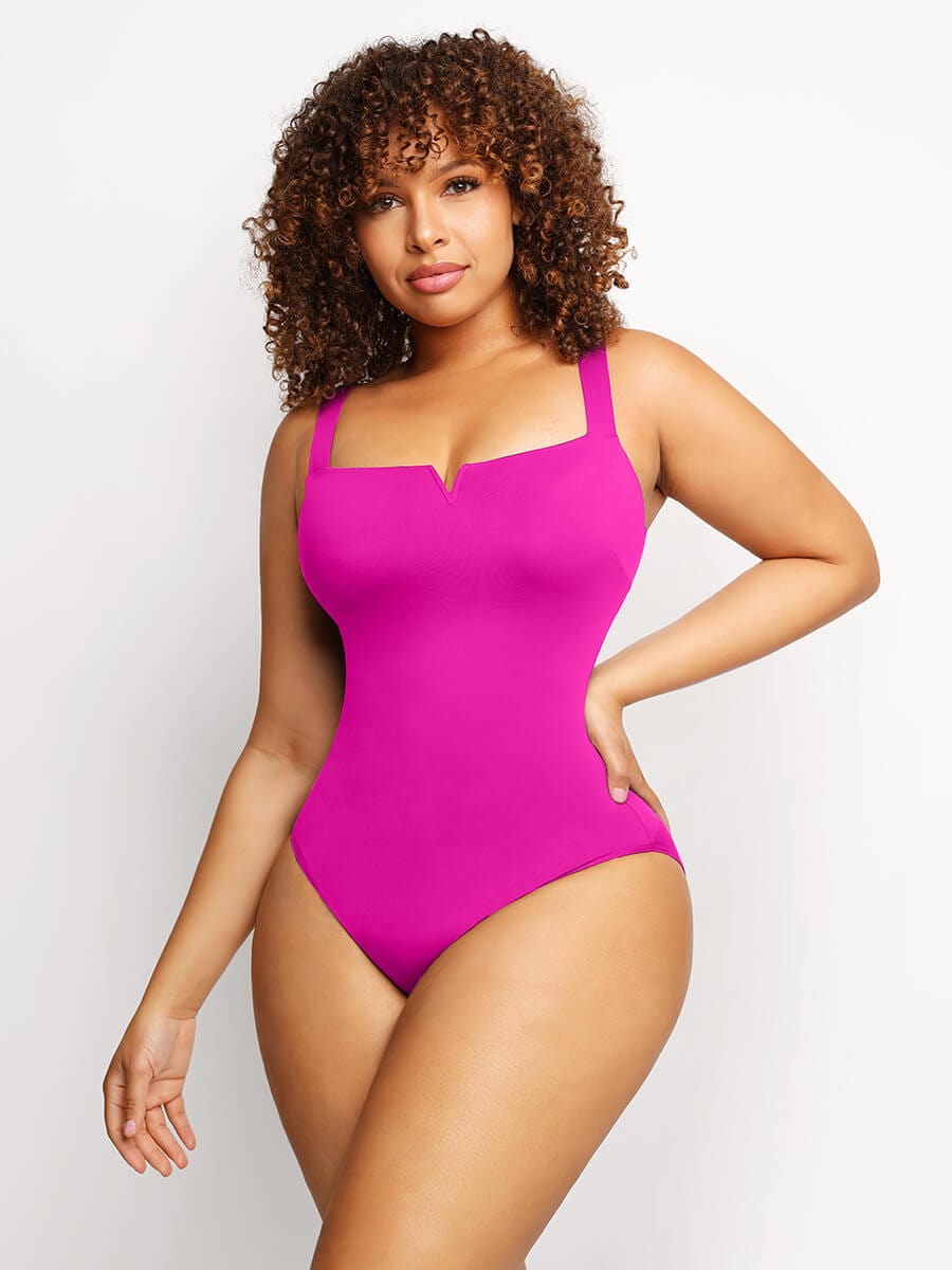 Square Collar Elastic Sexy Shaping Bodysuit - FirmaFlex