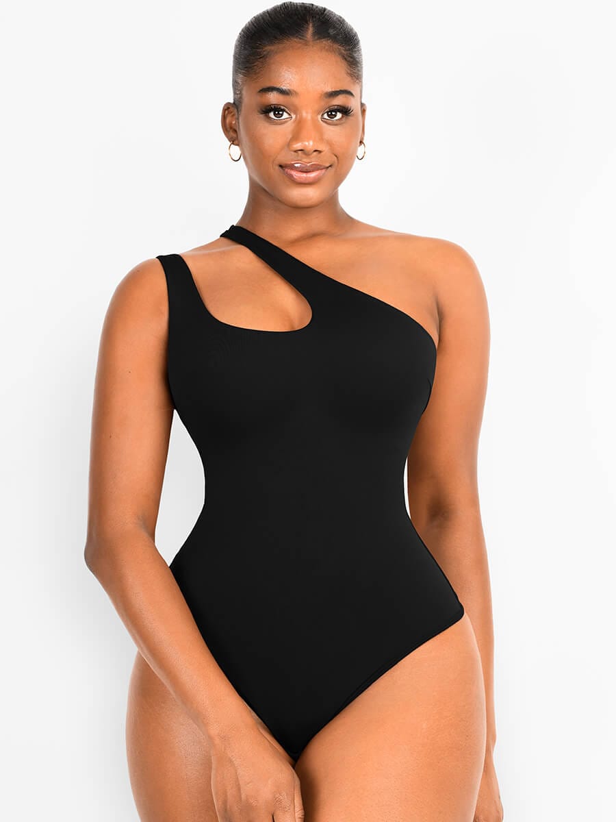 One-shoulder Cut Out Shapewear Bodysuit - FirmaSculpt