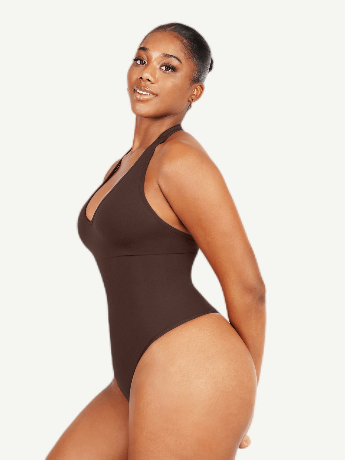 Seamless Hanging Neck Bodysuit Shapewear with Tummy Control - FirmaActive