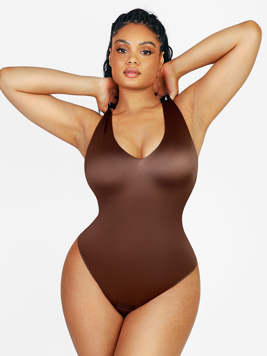 Deep V-neck Waist Abdomen Sculpting Bodysuit - FirmaSculpt