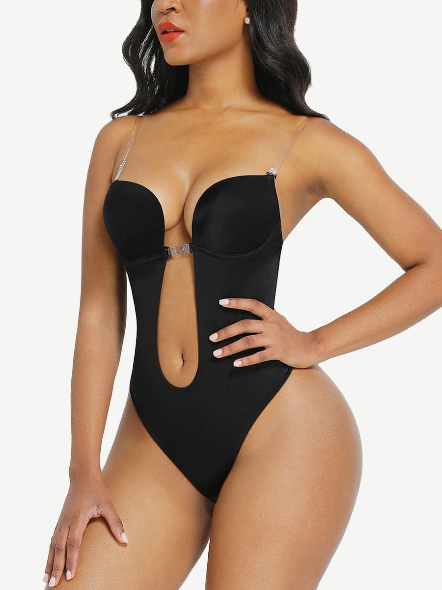 High Waist Tummy Control Shapewear Bodysuit with Nubuck Shoulder Straps - FirmaSculpt
