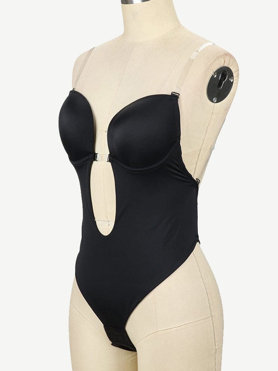 High Waist Tummy Control Shapewear Bodysuit with Nubuck Shoulder Straps - FirmaSculpt