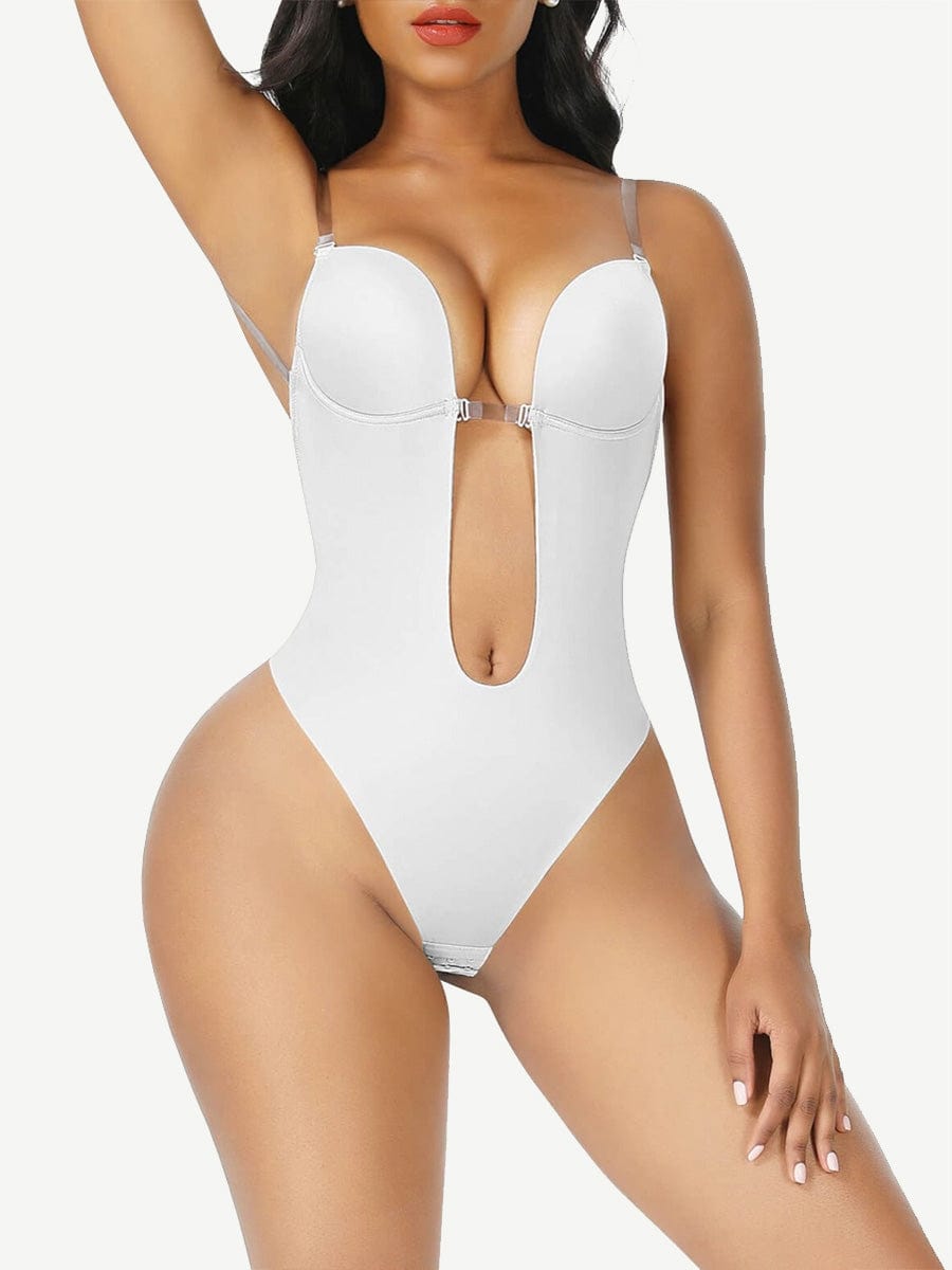 High Waist Tummy Control Shapewear Bodysuit with Nubuck Shoulder Straps - FirmaSculpt