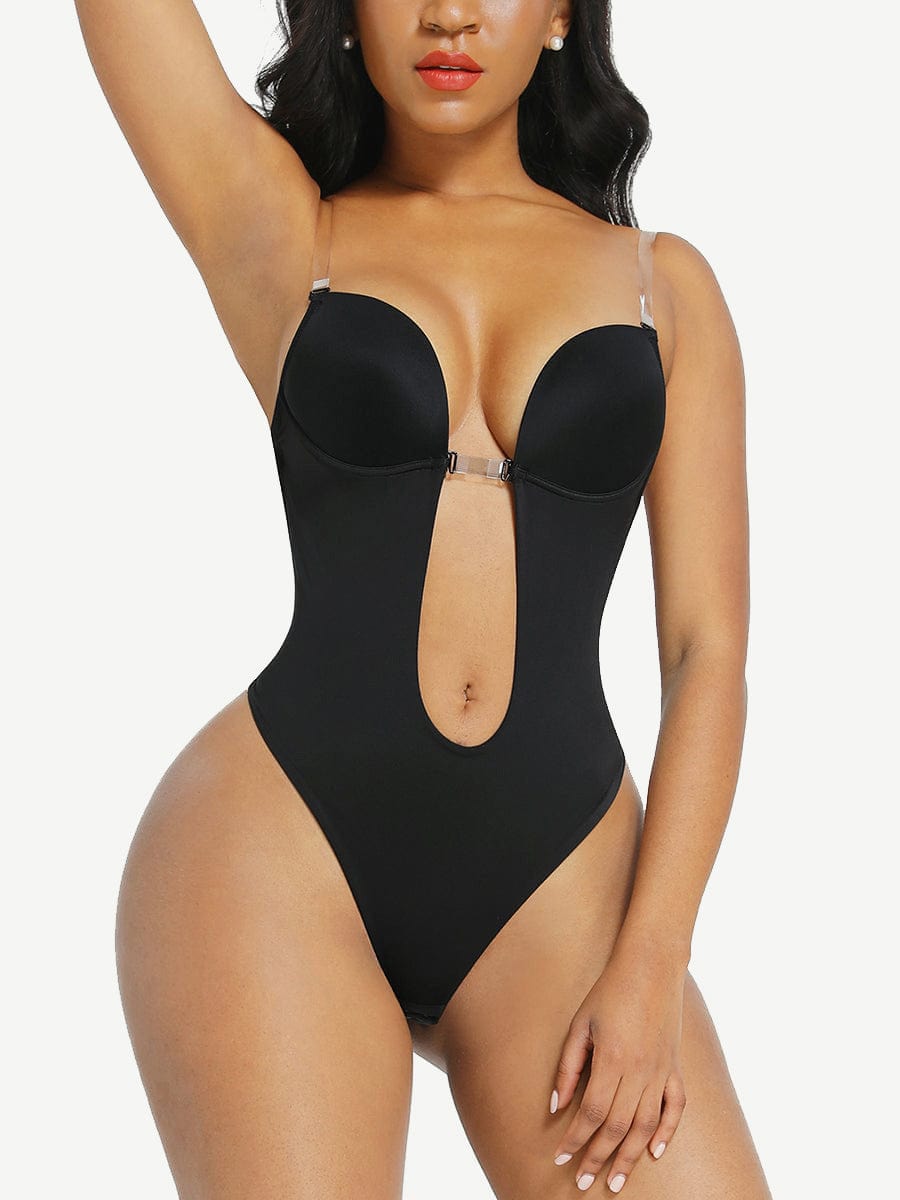High Waist Tummy Control Shapewear Bodysuit with Nubuck Shoulder Straps - FirmaSculpt
