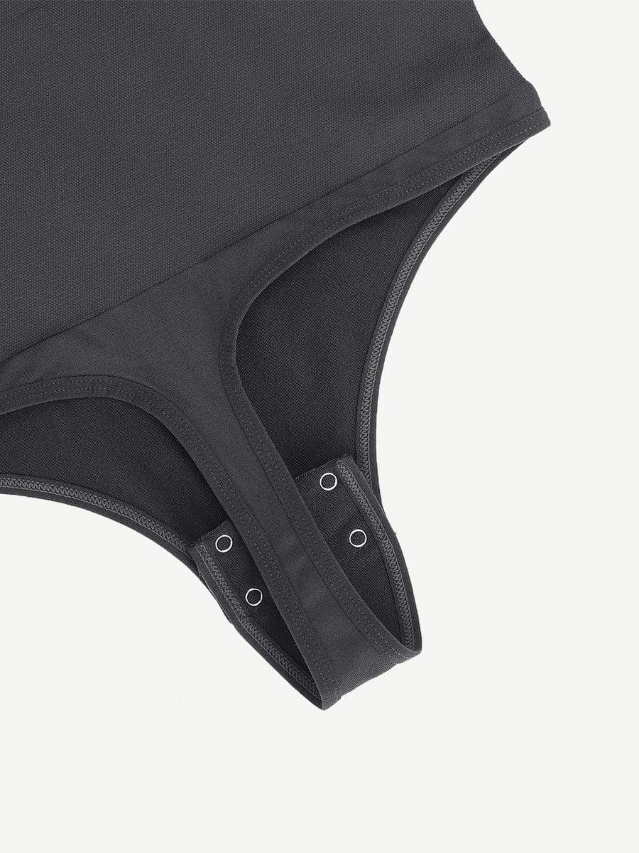 Seamless Eco-friendly Square Neck Long Sleeve 360° Waist Control Thong Bodysuit - FirmaActive
