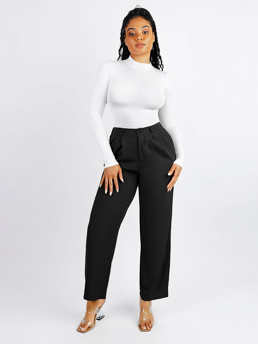 Seamless Eco-friendly Turtle Neck Long Sleeve Thong Bodysuit - FirmaFlex