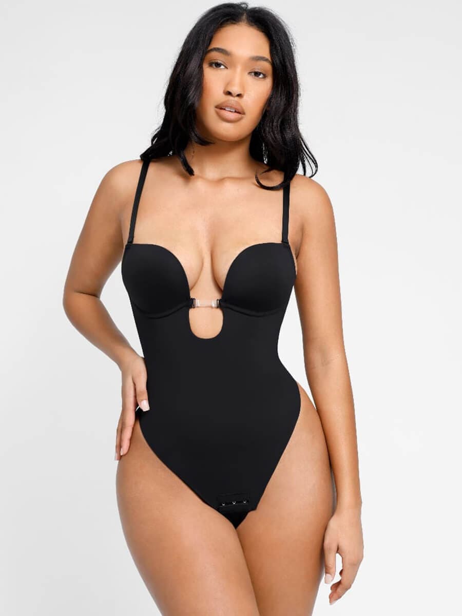 One-piece Low-cut Beauty Back Wedding Thong Bodysuit - FirmaSculpt