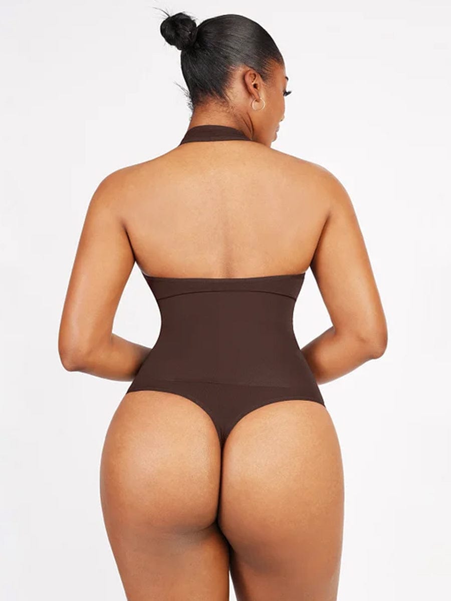 Seamless Hanging Neck Bodysuit Shapewear with Tummy Control - FirmaActive