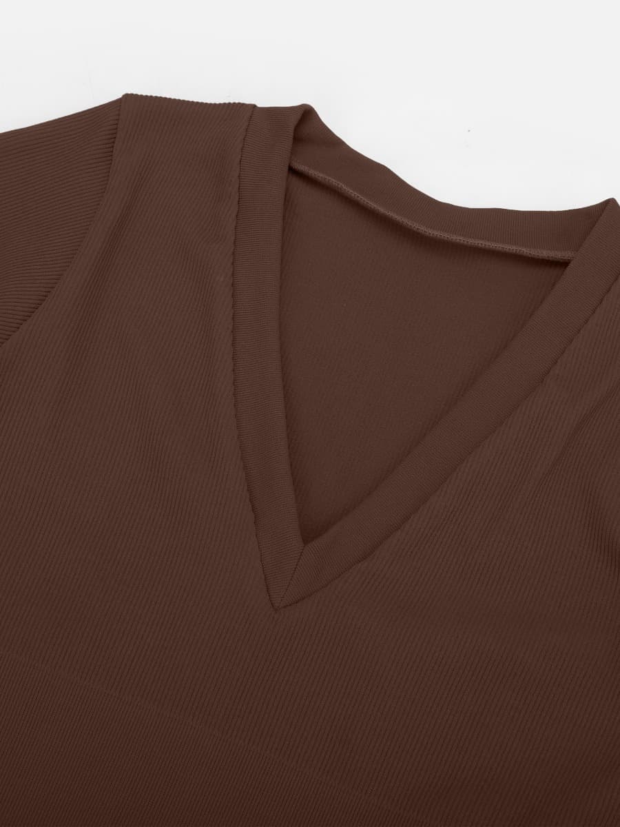 Long-Sleeve V-Neck Tummy Control Seamless Bodysuit - FirmaSculpt