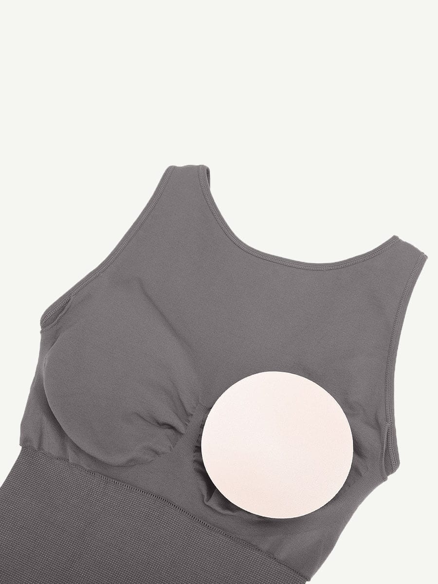 Round Neck U-Back Shaping Bodysuit with Removable Cups - FirmaSculpt