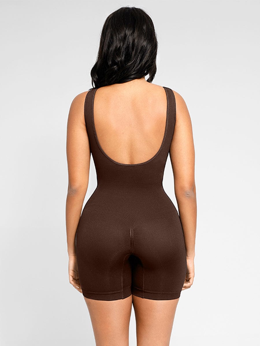 Round Neck U-Back Shaping Bodysuit with Removable Cups - FirmaSculpt