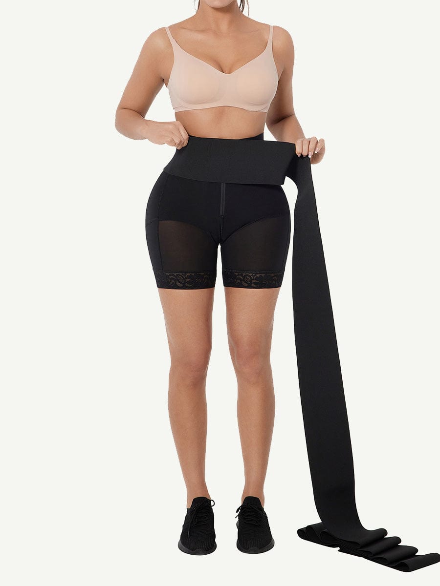 Waist Trainer Leggings with Rubber String Waist for Firm Support - FirmaControl