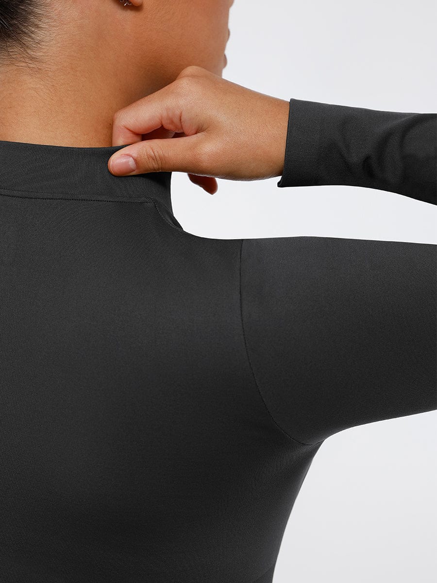 Seamless Long Sleeve Zipper Thong Bodysuit - FirmaFlex