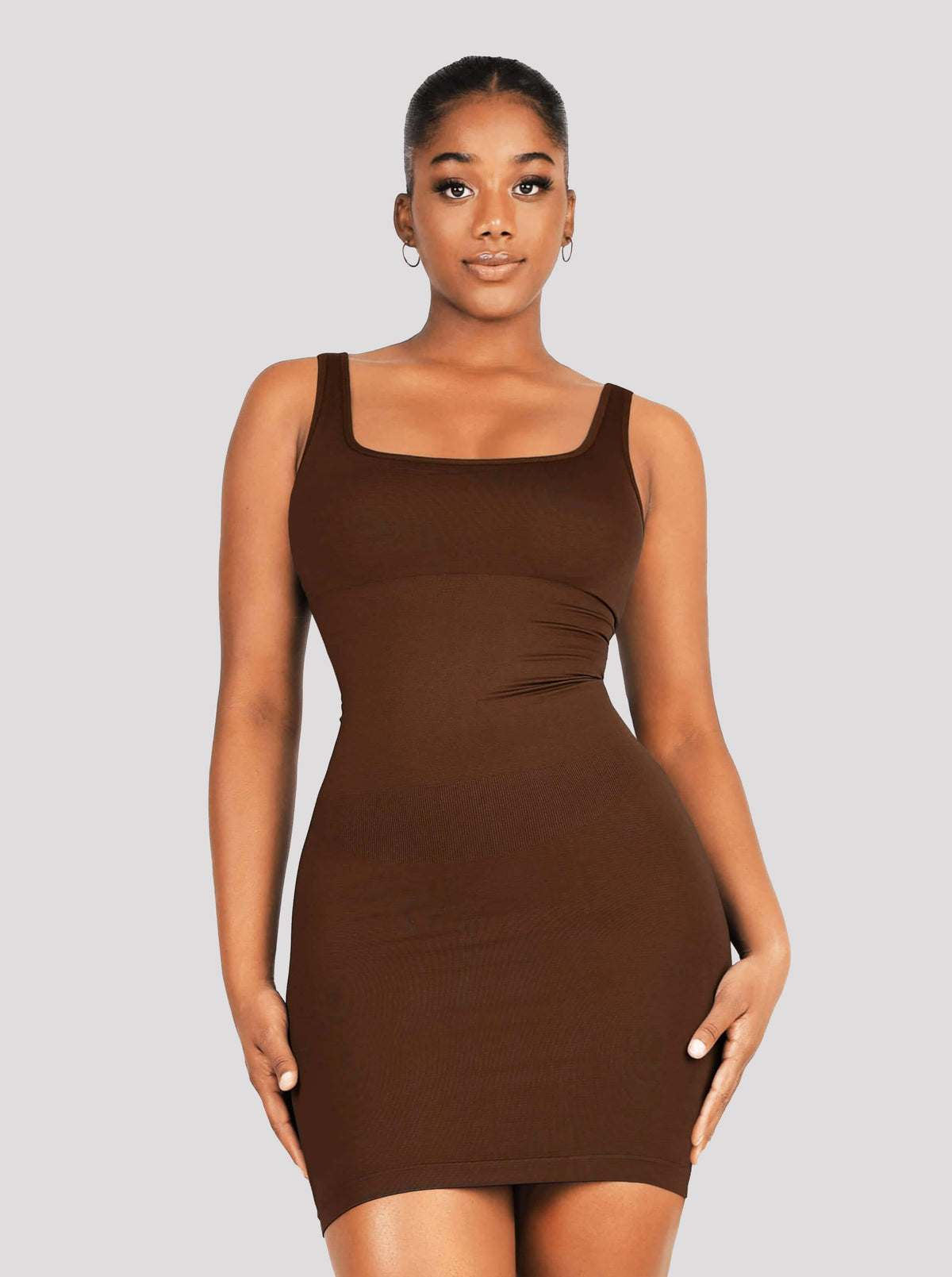 Eco-friendly Seamless Square-neck Shaping Dress with Tummy Control - FirmaActive
