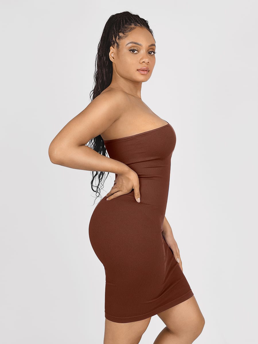 Seamless Eco-friendly One-Shoulder Waist Trimming Shaper Dress - FirmaActive