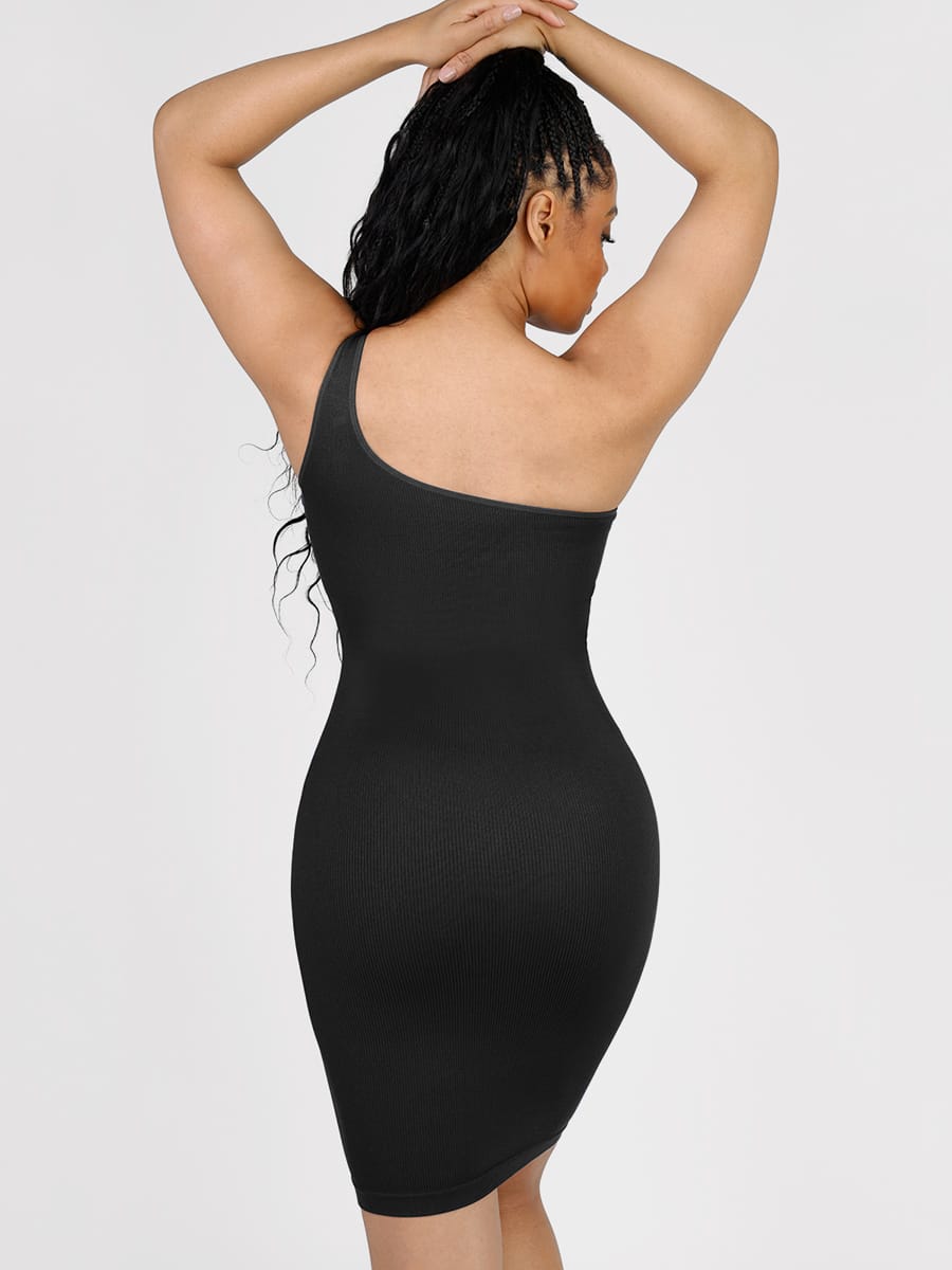 Seamless Eco-friendly One-Shoulder Waist Trimming Shaper Dress - FirmaActive