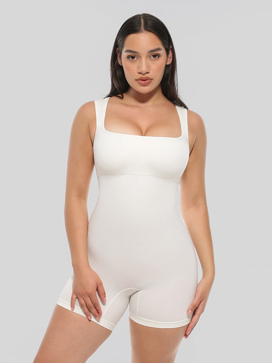 Square Neck Waist and Belly Shaping Jumpsuit - FirmaSculpt