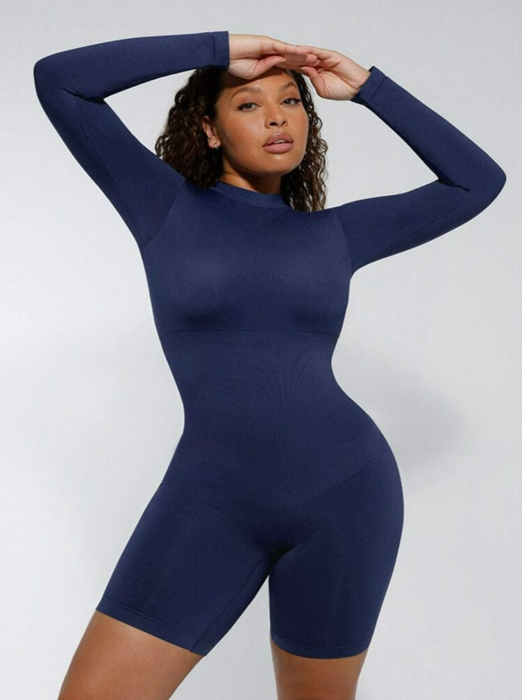 Semi-High Collar Bust Support Shaping Jumpsuit - FirmaSculpt